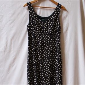 Vintage United Colors of Benetton Navy Printed Midi Dress